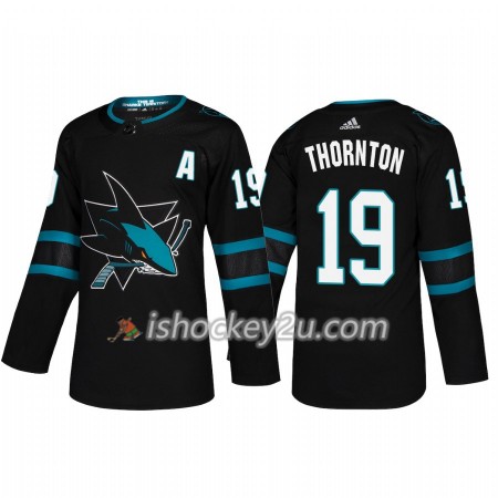 Mænd NHL San Jose Sharks Trøje Joe Thornton 19 Adidas 2018-19 Alternate Authentic